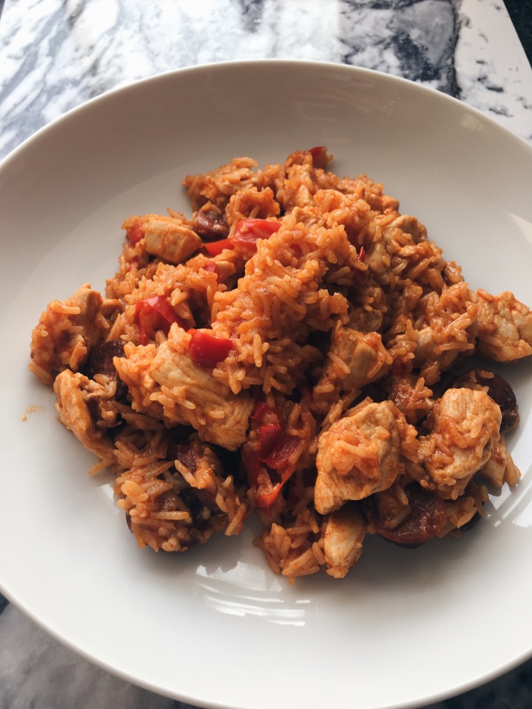 Spicy Chicken and Chorizo Spanish Paella which is quick and easy to make. This one pot dish will be ready to serve in 30 minutes. It is super tasty and healthy.
